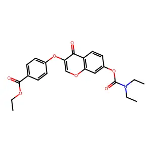 ethyl 4-({7-[(diethylcarbamoyl)oxy]-4-oxo-4H-chromen-3-yl}oxy)benzoate structure