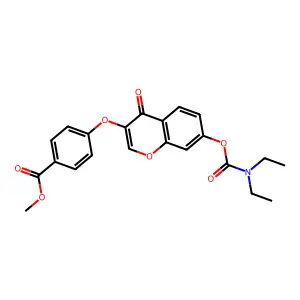 methyl 4-((7-((diethylcarbamoyl)oxy)-4-oxo-4H-chromen-3-yl)oxy)benzoate structure