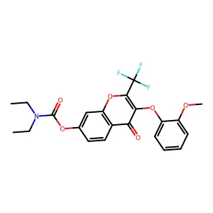 3-(2-methoxyphenoxy)-4-oxo-2-(trifluoromethyl)-4H-chromen-7-yl diethylcarbamate structure