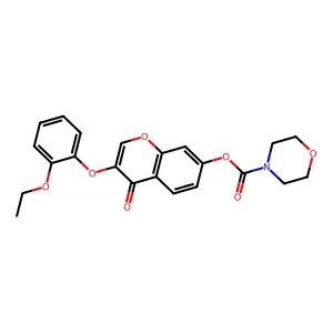 3-(2-ethoxyphenoxy)-4-oxo-4H-chromen-7-yl morpholine-4-carboxylate structure