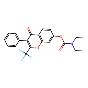 4-oxo-3-phenyl-2-(trifluoromethyl)-4H-chromen-7-yl diethylcarbamate structure
