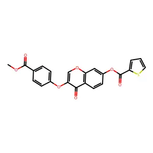 3-(4-(methoxycarbonyl)phenoxy)-4-oxo-4H-chromen-7-yl thiophene-2-carboxylate structure