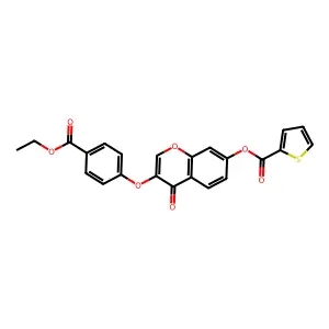3-(4-(ethoxycarbonyl)phenoxy)-4-oxo-4H-chromen-7-yl thiophene-2-carboxylate structure