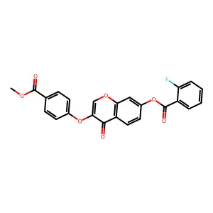 3-[4-(methoxycarbonyl)phenoxy]-4-oxo-4H-chromen-7-yl 2-fluorobenzoate structure