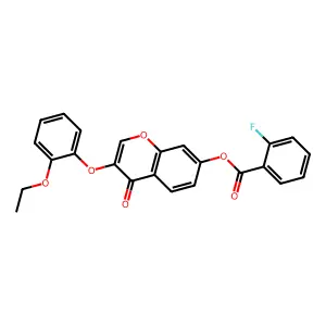 3-(2-ethoxyphenoxy)-4-oxo-4H-chromen-7-yl 2-fluorobenzoate structure