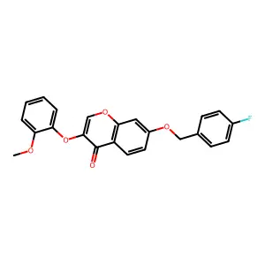 7-[(4-Fluorophenyl)methoxy]-3-(2-methoxyphenoxy)chromen-4-one structure