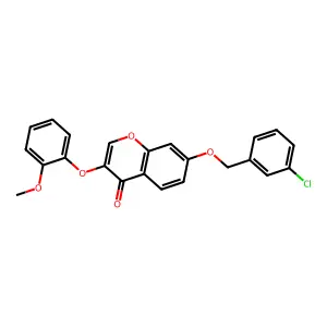 7-[(3-Chlorophenyl)methoxy]-3-(2-methoxyphenoxy)chromen-4-one structure