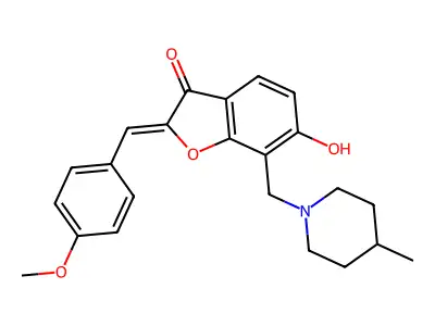 6-Hydroxy-2-[(4-methoxyphenyl)methylene]-7-[(4-methyl-1-piperidinyl)methyl]-3(2H)-benzofuranone structure
