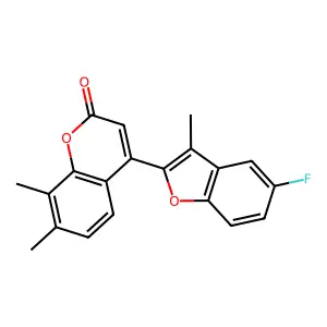 4-(5-fluoro-3-methylbenzofuran-2-yl)-7,8-dimethyl-2H-chromen-2-one structure