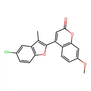 4-(5-chloro-3-methylbenzofuran-2-yl)-7-methoxy-2H-chromen-2-one structure