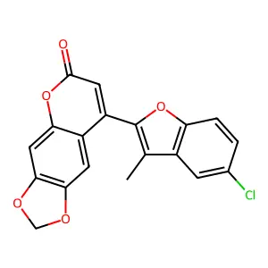 8-(5-chloro-3-methylbenzofuran-2-yl)-6H-[1,3]dioxolo[4,5-g]chromen-6-one structure
