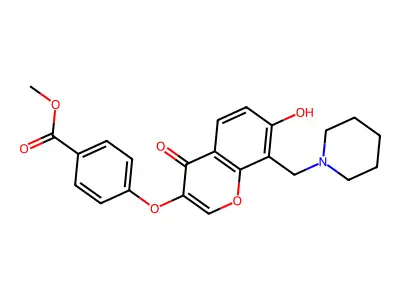 Methyl 4-[7-hydroxy-4-oxo-8-(piperidylmethyl)chromen-3-yloxy]benzoate structure