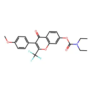 3-(4-methoxyphenyl)-4-oxo-2-(trifluoromethyl)-4H-chromen-7-yl diethylcarbamate structure