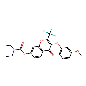3-(3-methoxyphenoxy)-4-oxo-2-(trifluoromethyl)-4H-chromen-7-yl diethylcarbamate structure
