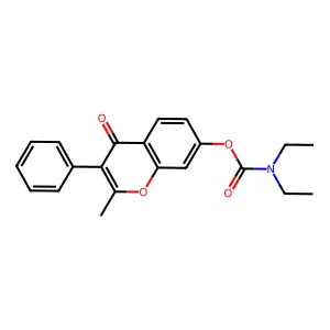 2-methyl-4-oxo-3-phenyl-4H-chromen-7-yl diethylcarbamate structure