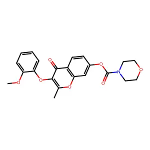 3-(2-methoxyphenoxy)-2-methyl-4-oxo-4H-chromen-7-yl morpholine-4-carboxylate structure