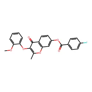 3-(2-methoxyphenoxy)-2-methyl-4-oxo-4H-chromen-7-yl 4-fluorobenzoate structure