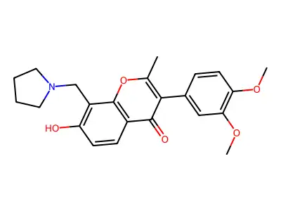 3-(3,4-dimethoxyphenyl)-7-hydroxy-2-methyl-8-(pyrrolidin-1-ylmethyl)-4H-chromen-4-one structure