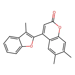 6,7-dimethyl-4-(3-methyl-1-benzofuran-2-yl)-2H-chromen-2-one structure