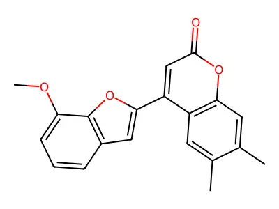 4-(7-methoxy-1-benzofuran-2-yl)-6,7-dimethyl-2H-chromen-2-one structure