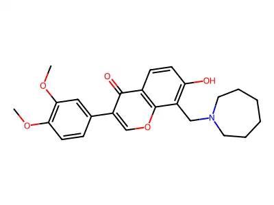 8-(azepan-1-ylmethyl)-3-(3,4-dimethoxyphenyl)-7-hydroxy-4H-chromen-4-one structure
