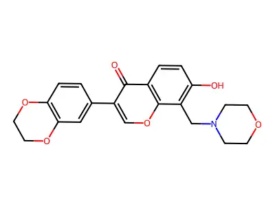 3-(2,3-dihydro-1,4-benzodioxin-6-yl)-7-hydroxy-8-(morpholin-4-ylmethyl)chromen-4-one structure