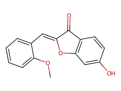 (2Z)-6-hydroxy-2-(2-methoxybenzylidene)-1-benzofuran-3(2H)-one structure