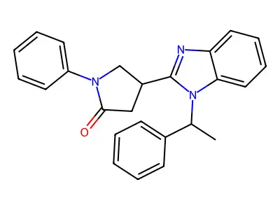 1-phenyl-4-[1-(1-phenylethyl)-1H-1,3-benzodiazol-2-yl]pyrrolidin-2-one structure