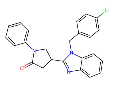 4-[1-[(4-Chlorophenyl)methyl]benzimidazol-2-yl]-1-phenylpyrrolidin-2-one structure