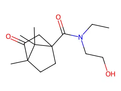 N-ethyl-N-(2-hydroxyethyl)-4,7,7-trimethyl-3-oxobicyclo[2.2.1]heptane-1-carboxamide structure