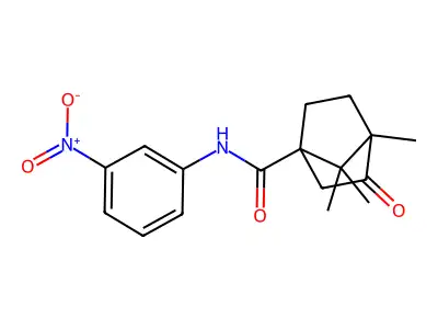 1,7,7-trimethyl-N-(3-nitrophenyl)-2-oxobicyclo[2.2.1]heptane-4-carboxamide structure