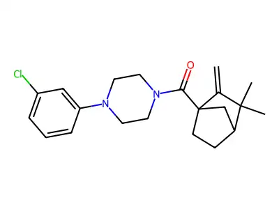 [4-(3-chlorophenyl)piperazin-1-yl](3,3-dimethyl-2-methylidenebicyclo[2.2.1]hept-1-yl)methanone structure
