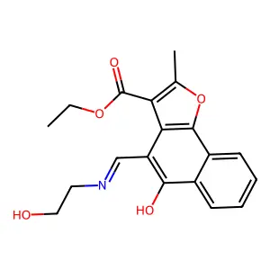 (Z)-ethyl 4-(((2-hydroxyethyl)amino)methylene)-2-methyl-5-oxo-4,5-dihydronaphtho[1,2-b]furan-3-carboxylate structure