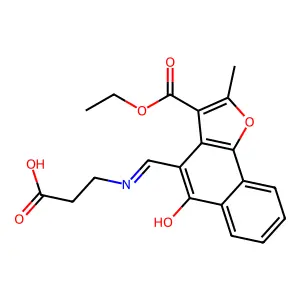 (Z)-3-(((3-(ethoxycarbonyl)-2-methyl-5-oxonaphtho[1,2-b]furan-4(5H)-ylidene)methyl)amino)propanoic acid structure