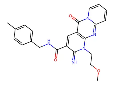 2-imino-1-(2-methoxyethyl)-N-(4-methylbenzyl)-5-oxo-1,5-dihydro-2H-dipyrido[1,2-a:2',3'-d]pyrimidine-3-carboxamide structure