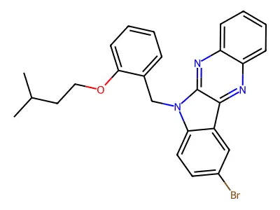 9-bromo-6-[2-(3-methylbutoxy)benzyl]-6H-indolo[2,3-b]quinoxaline structure