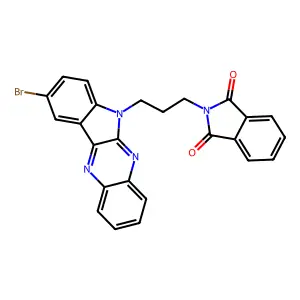2-(3-{9-bromo-6H-indolo[2,3-b]quinoxalin-6-yl}propyl)-2,3-dihydro-1H-isoindole-1,3-dione structure