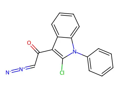 (Z)-1-(2-Chloro-1-phenyl-1H-indol-3-yl)-2-diazonioethen-1-olate structure