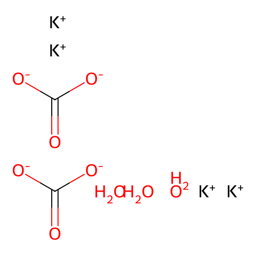 Potassium carbonate sesquihydrate structure