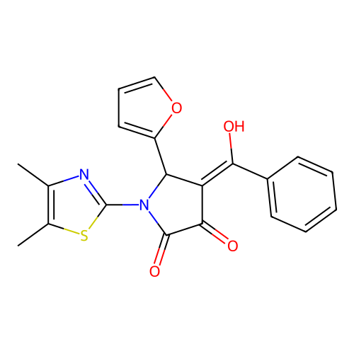 (4E)-1-(4,5-dimethyl-1,3-thiazol-2-yl)-5-(furan-2-yl)-4-[hydroxy(phenyl)methylidene]pyrrolidine-2,3-dione structure