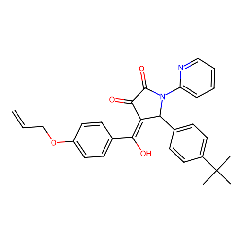 (4E)-5-(4-tert-butylphenyl)-4-[hydroxy-(4-prop-2-enoxyphenyl)methylidene]-1-pyridin-2-ylpyrrolidine-2,3-dione structure