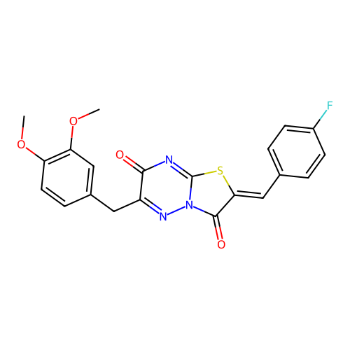 (Z)-6-(3,4-dimethoxybenzyl)-2-(4-fluorobenzylidene)-2H-thiazolo[3,2-b][1,2,4]triazine-3,7-dione structure