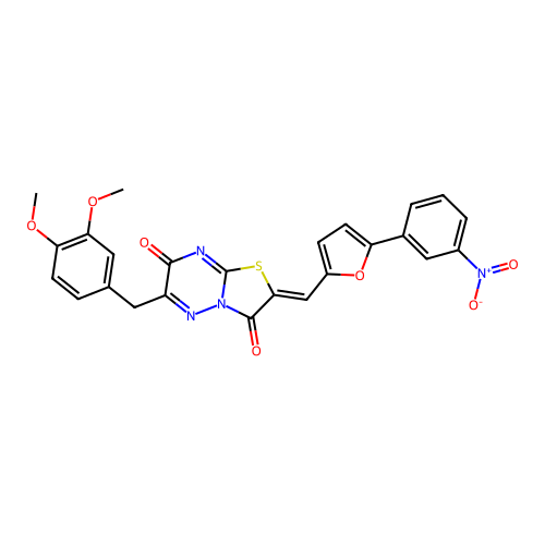 (Z)-6-(3,4-dimethoxybenzyl)-2-((5-(3-nitrophenyl)furan-2-yl)methylene)-2H-thiazolo[3,2-b][1,2,4]triazine-3,7-dione structure