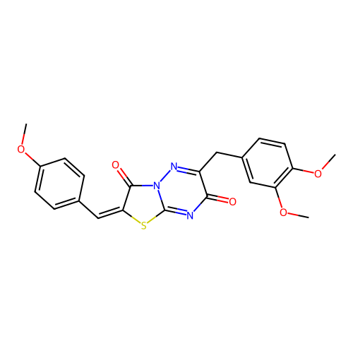 6-(3,4-Dimethoxybenzyl)-2-(4-methoxybenzylidene)-7H-thiazolo[3,2-b][1,2,4]triazine-3,7(2H)-dione structure