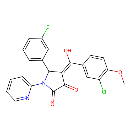 4-(3-chloro-4-methoxybenzoyl)-5-(3-chlorophenyl)-3-hydroxy-1-(pyridin-2-yl)-1H-pyrrol-2(5H)-one structure