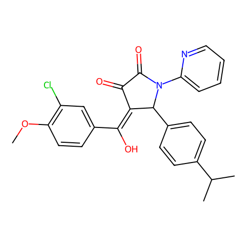 (4E)-4-[(3-chloro-4-methoxyphenyl)-hydroxymethylidene]-5-(4-propan-2-ylphenyl)-1-pyridin-2-ylpyrrolidine-2,3-dione structure