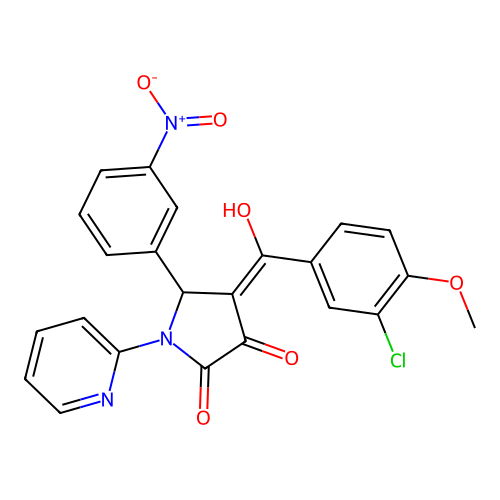 4-(3-chloro-4-methoxybenzoyl)-3-hydroxy-5-(3-nitrophenyl)-1-(pyridin-2-yl)-1H-pyrrol-2(5H)-one structure
