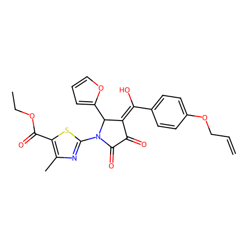 ethyl 2-(3-(4-(allyloxy)benzoyl)-2-(furan-2-yl)-4-hydroxy-5-oxo-2,5-dihydro-1H-pyrrol-1-yl)-4-methylthiazole-5-carboxylate structure