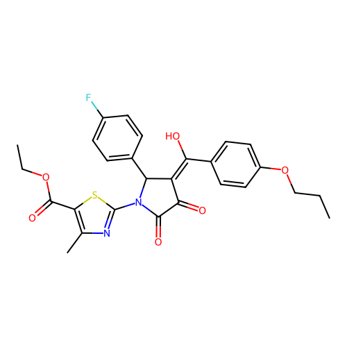 ethyl 2-(2-(4-fluorophenyl)-4-hydroxy-5-oxo-3-(4-propoxybenzoyl)-2,5-dihydro-1H-pyrrol-1-yl)-4-methylthiazole-5-carboxylate structure