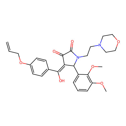 (4E)-5-(2,3-dimethoxyphenyl)-4-[hydroxy-(4-prop-2-enoxyphenyl)methylidene]-1-(2-morpholin-4-ylethyl)pyrrolidine-2,3-dione structure